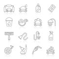 Line car wash objects and icons