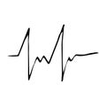line cardiogram hand drawn doodle. vector, scandinavian, nordic, minimalism, monochrome. icon. health, heartbeat, pulse