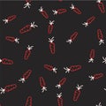 Line Carrot icon isolated seamless pattern on black background. Vector