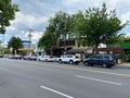 Line of Cars Waiting to Get Gas Royalty Free Stock Photo