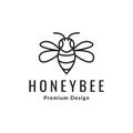 Line cartoon shape little honey bee logo design, vector graphic symbol icon illustration creative idea