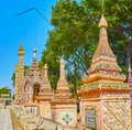 The line of carved stupas, Thanboddhay Paya, Monywa, Myanmar