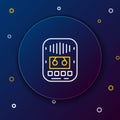 Line Cassette tape player icon isolated on blue background. Vintage audio tape recorder. Colorful outline concept Royalty Free Stock Photo
