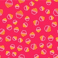 Line Caviar icon isolated seamless pattern on red background. Vector