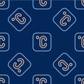 Line Celsius icon isolated seamless pattern on blue background. Vector