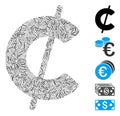 Line Cent Icon Vector Collage