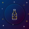 Line Champagne bottle icon isolated on blue background. Merry Christmas and Happy New Year. Colorful outline concept Royalty Free Stock Photo
