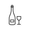 Line champagne and wineglass icon on white background