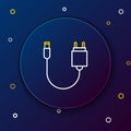 Line Charger icon isolated on blue background. Colorful outline concept. Vector