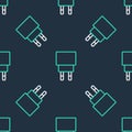 Line Charger icon isolated seamless pattern on black background. Vector Royalty Free Stock Photo
