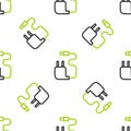 Line Charger icon isolated seamless pattern on white background. Vector Illustration.