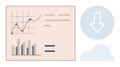 Data Analytics Dashboard with Download and Cloud Symbols for Business Productivity Royalty Free Stock Photo