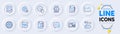 Line chart, Survey and Cogwheel line icons for web app. Pictogram icon. Vector