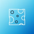 Line Cheese icon isolated on blue background. Colorful outline concept. Vector