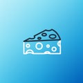 Line Cheese icon isolated on blue background. Colorful outline concept. Vector