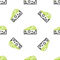 Line Cheese icon isolated seamless pattern on white background. Vector Royalty Free Stock Photo