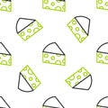 Line Cheese icon isolated seamless pattern on white background. Vector Royalty Free Stock Photo