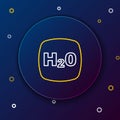 Line Chemical formula for water drops H2O shaped icon isolated on blue background. Colorful outline concept. Vector Royalty Free Stock Photo
