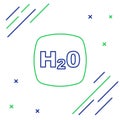 Line Chemical formula for water drops H2O shaped icon isolated on white background. Colorful outline concept. Vector Royalty Free Stock Photo