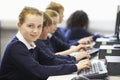 Line Of Children In School Computer Class Royalty Free Stock Photo