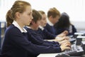 Line Of Children In School Computer Class Royalty Free Stock Photo