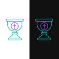 Line Christian chalice icon isolated on white and black background. Christianity icon. Happy Easter. Colorful outline Royalty Free Stock Photo