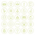 Line Circle Orthodox Easter Icons Set