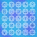 Line Circle Web Business Office Icons Set Royalty Free Stock Photo