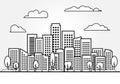 Line city and skyscraper on white background, Modern architecture buildings vector Royalty Free Stock Photo