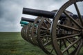 A line of 4 civil war cannons Royalty Free Stock Photo