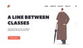 A Line Between Classes Landing Page Template. Elegant Man of Nineteenth Century. English Victorian Gentleman in Hat