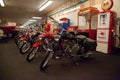 A line of classic bikes including Whizzer displayed at the Muscle Car City museum