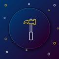 Line Claw hammer icon isolated on blue background. Carpenter hammer. Tool for repair. Colorful outline concept. Vector