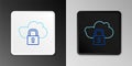 Line Cloud computing lock icon isolated on grey background. Security, safety, protection concept. Protection of personal Royalty Free Stock Photo