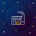 Line Coal power plant and factory icon isolated on blue background. Energy industrial concept. Coal power station Royalty Free Stock Photo
