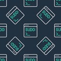 Line Code terminal icon isolated seamless pattern on black background. Browser window with command line. Command panel Royalty Free Stock Photo