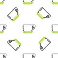 Line Coffee cup icon isolated seamless pattern on white background. Tea cup. Hot drink coffee. Vector Illustration Royalty Free Stock Photo