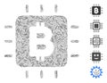 Line Collage Bitcoin Processor Chip Icon