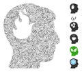 Line Collage Brain Fire Icon Royalty Free Stock Photo