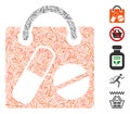 Line Collage Drugs Shopping Bag Icon