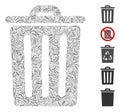 Line Collage Dustbin Icon Royalty Free Stock Photo