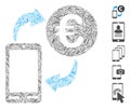 Line Collage Euro Mobile Exchange Icon Royalty Free Stock Photo