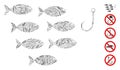 Line Collage Fish Hook Icon