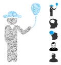Line Collage Gentleman with Balloon Icon