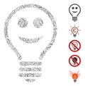 Line Collage Happy Electric Bulb Icon Royalty Free Stock Photo