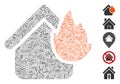 Line Collage Home Fire Disaster Icon Royalty Free Stock Photo