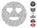 Line Collage Lady Love Smiley Icon