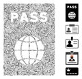 Line Collage Passport Icon