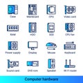 Line color gradient side computer hardware icons Royalty Free Stock Photo