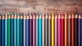 Colorful Colored Pencils On Wooden Table: Artistic And Eco-friendly